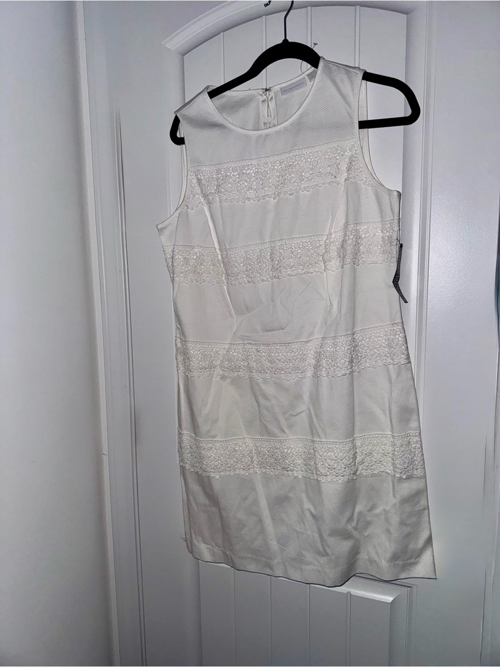 NWT New York & Company White Lace Trim Sleeveless Shift Dress